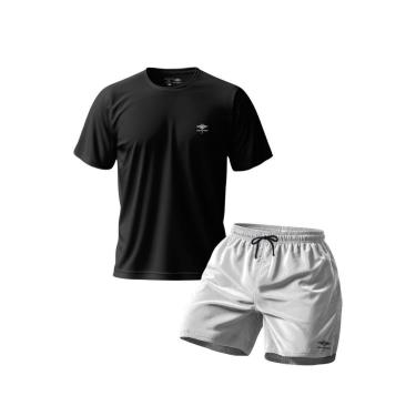 Imagem de Conjunto Camiseta Dry Masculina Raglan E Short Mauricinho Academia Verão Praia Básico-Masculino