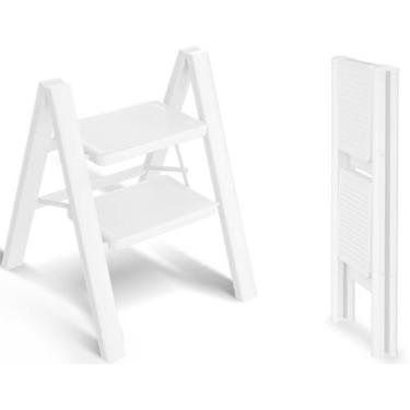 Imagem de Escada de degraus, solda, dobrável, 2 degraus, 136 kg, carga branca - 