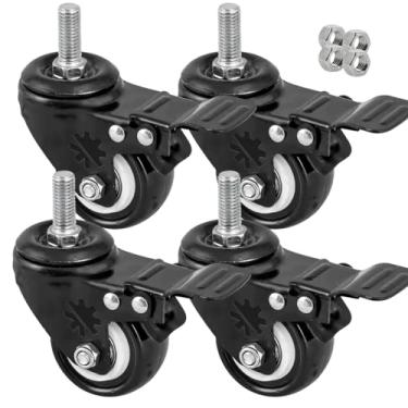 Imagem de Kit 4 Rodinhas Para Moveis Pesados Tipo Parafuso Com Trava (M10)