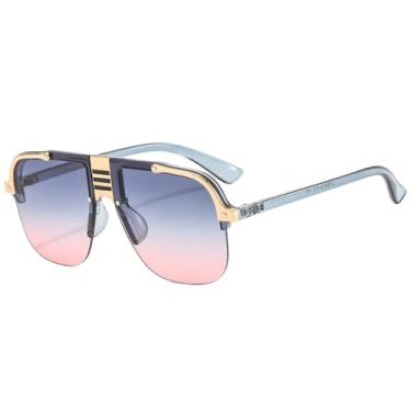 Imagem de Óculos de Sol UV400 - Armação Metálica Sem Aro com Degradê de Cores para Homens e Mulheres, Ideais para Esportes, Corrida, Ciclismo e Atividades ao Ar Livre, 06