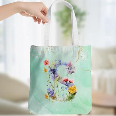 Imagem de Presentes personalizados para mulheres, monograma, presentes de aniversário para mulheres, esposa, irmã, damas de honra, Natal, inicial S, sacola de lona, ombro de praia, sacolas de compras