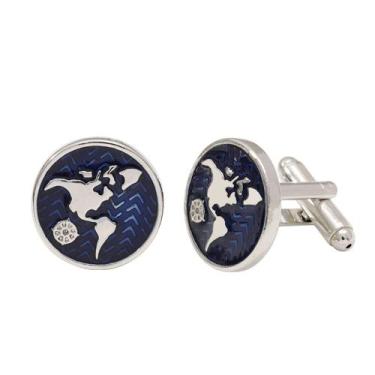 Imagem de Cufflinks Blue World Map Design para homens Alloy 12g - Yiweisai