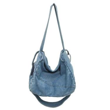 Imagem de Bolsa Messenger Jeans para mulheres, casual, de ombros grandes, tiraco