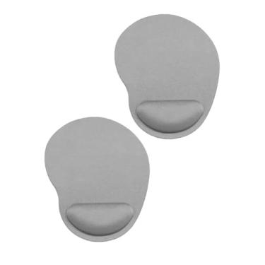 Imagem de 2 peças de mouse pad de cor sólida cinza ergonômico com suporte de pulso antiderrapante fundo de gel descanso de mão para casa, escritório, jogos, trabalho