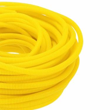 Imagem de DMiotech Tubo dividido de tear de fio de 30,5 m, protetores de cabo de conduíte flexível para animais de estimação para escritório, casa, jardim, amarelo