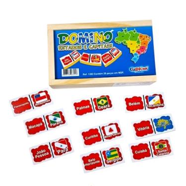 Imagem de Ciabrink, Dominó Estados e Capitais 28 Peças, a Partir de 4 Anos, Caixa de Madeira