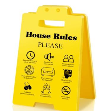 Imagem de BuiltFit House Rules Placa de cuidado - Não é permitido fumar, mini pequeno lembrete engraçado placas de aviso decoração para casa de família hotel dormitório apartamento colega de quarto inquilino