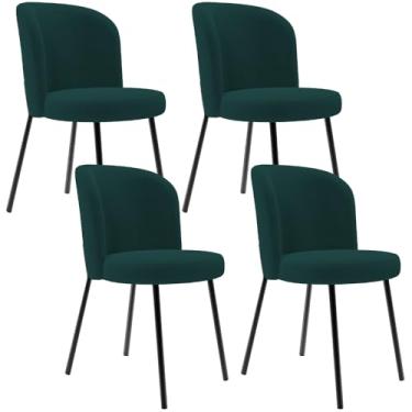 Imagem de Kit 4 Cadeiras Sala de Jantar Estofada Gavi L02 Bouclê Verde - Lyam Decor