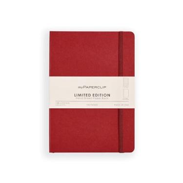 Imagem de myPAPERCLIP Caderno de xadrez A5 de edição limitada/grade quadrada | 192 páginas, 100 g/m2, capa macia, A5 (5,83 × 21 cm) | Postura plana | Marcador de livro e fecho elástico | Claret