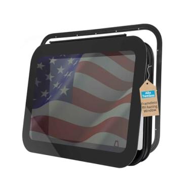 Imagem de AlloTemlass Janela deslizante RV sem moldura de 76.2 cm x 50.8 cm | Vidro temperado matizado aprovado pelo DOT, tela de malha | Serve para paredes de 3,5 cm a 3,5 cm | Alumínio anodizado, design