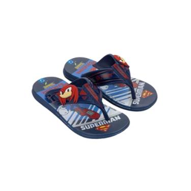 Imagem de Chinelo de Dedo Infantil Sonic e DC Race Heroes Super Flop Grendene Kids Preto Cinza ou Azul (Azul, BR, Criança de 1 a 3 anos, Numérico, 26)
