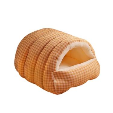 Imagem de Fxzqgnh Toca para Gatos, Cama para Gatos, Tapete para Gatos, Semi-fechado, Macio, Confortável, Lavável, Casinha para Animais de Estimação, Saco de Dormir para, Laranja E Branco