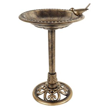Imagem de ZFLYCANP Banheiras de pássaros para ambientes externos, tigela vintage independente para banhos de pássaros ao ar livre com gravuras de lírio e estaca antiderrapante, 60 cm PP leve, decoração de