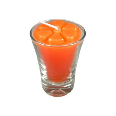 Imagem de Kit 24 velas laranjas 7 cm no copinho 12 h decoração festa - Velitas (