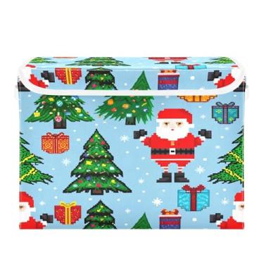Imagem de SEHANY Cestas de armazenamento de Papai Noel de Natal com tampas, organizador de caixas de armazenamento de tecido para armário de roupas, cobertor de escritório, berçário, 42 x 32 x 30 cm