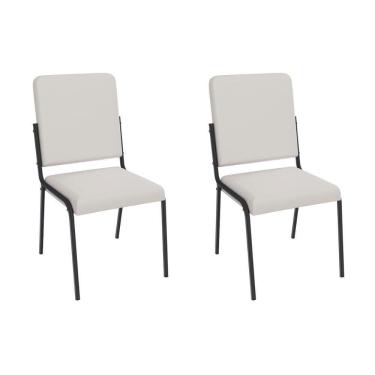 Imagem de Cadeira Sala De Jantar Genebra 2c129prf Aço Kit 2 Un Preto/ano Branco - Kappesberg