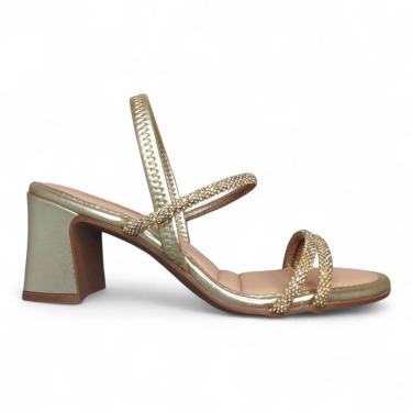 Imagem de Sandália Feminina Mississipi Salto Strass Calce Facil MC414