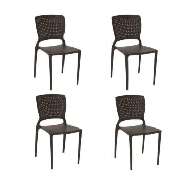 Imagem de Kit 4 Cadeiras Safira Marrom Tramontina 92048/109