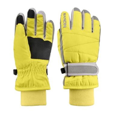 Imagem de Luvas de esqui Triwond para crianças – Luvas térmicas de lã térmicas para neve e inverno com snowboard à prova de vento para meninos e meninas, Amarelo, M (9-14 years old)