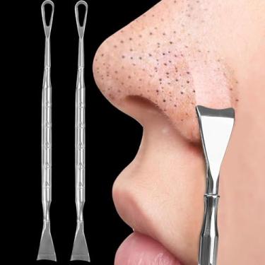 Imagem de 2 ferramentas de remoção de cravos e espinhas, tratamento para remoção de agulha de acne, comedão, espinha, espinha, 12,2 cm (padrão amoroso)