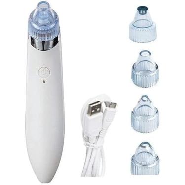 Imagem de Removedor de Cravos e Espinhas a Vácuo - Sucção Ajustável (3 Níveis) e 4 Ponteiras - Limpeza Facial Profunda USB