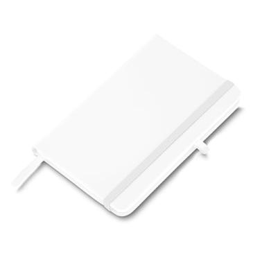 Imagem de Caderno de Anotações A6, Capa Dura em Material Sintético, 14x9cm, 80 Folhas Pautadas, com Elástico e Suporte para Caneta, Cores Variadas (1, Branco)
