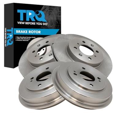 Imagem de TRQ Conjunto de rotores de freio dianteiro e traseiro compatível com Honda Civic 2001-2005 2009-2013 Fit 2010-2014 Insight