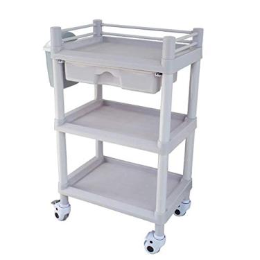 Imagem de Carrinho de Servir Ferramenta de 3 Níveis Equipamento Médico Carrinho com Gaveta; Balde de Sujeira, Carrinho de Salão de Beleza para Cabeleireiro de Spa, 54 × 37 × 92 cm