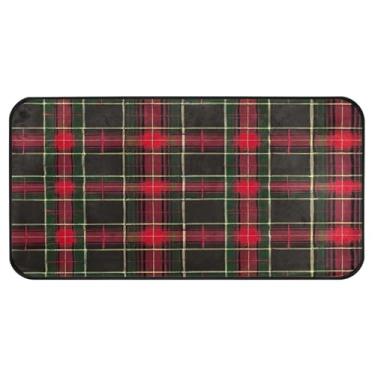 Imagem de STAYTOP Tapetes de cozinha xadrez elegante de búfalo 99 × 20 pol, antiderrapante, lavável, tapetes acolchoados, de poliéster, antifadiga, conforto, alpendre, tapete para decoração de casa de fazenda