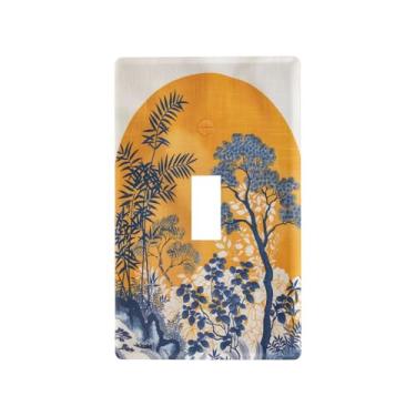 Imagem de Wassud Placa de cobertura decorativa para interruptor de luz de cena da selva para tomadas elétricas, interruptor único, 11 x 7 cm