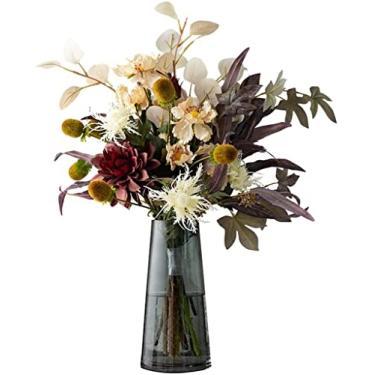Imagem de YYBOES Vaso de vidro para flores, conjuntos de vasos de flores para decoração, vaso de vidro criativo moderno minimalista para sala de estar, arranjo de flores, vaso de flores artificiais, decoração
