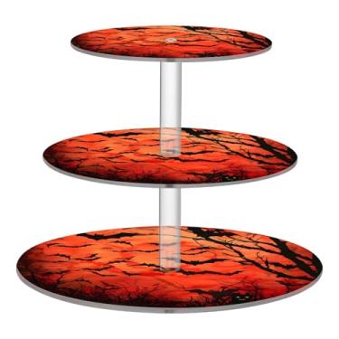 Imagem de CEBUGI Suporte de cupcake de 3 níveis para morcegos de Halloween, suporte redondo para bolo, torre, bandeja de servir em camadas de acrílico para chá, chá de bebê, casamento e mais
