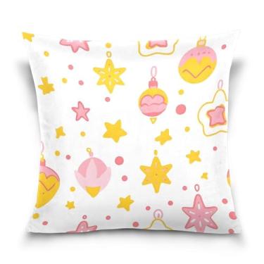 Imagem de Wassud Enfeites de Natal amarelos, capas de almofada decorativas 50 x 50 cm para sofá, sofá, casa, casa de fazenda, decoração de quarto