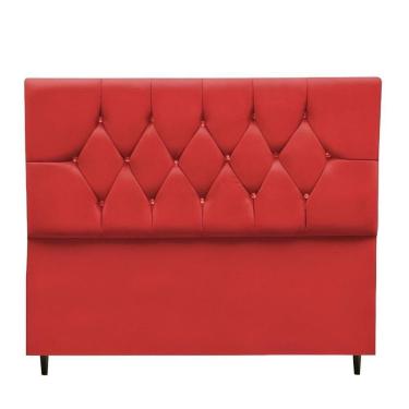 Imagem de Cabeceira Cama Box Estofada Queen 160 Cm Geovana Suede Vermelho