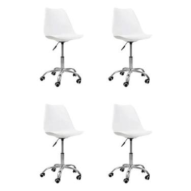 Imagem de Cadeira Office Base Cromada com Rodízio Giratória Saarinen - Oficial W