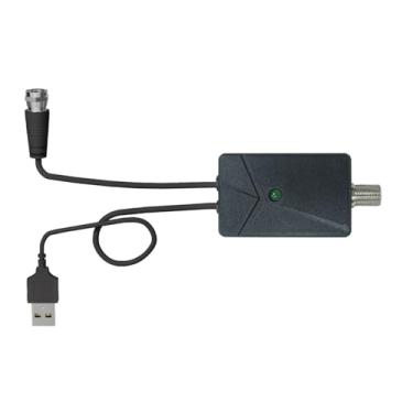 Imagem de Amplificador de antena de TV interno/externo, amplificador de sinal de alto ganho para antena de TV digital interna, amplificador pixelado de baixo ruído/clareia, dB&temporizador ajustáveis, fonte de