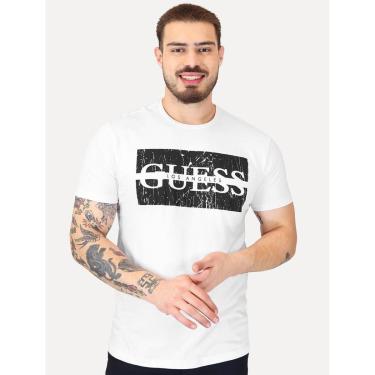 Imagem de Camiseta Guess Masculina Logo Destroyed Block Branca-Masculino