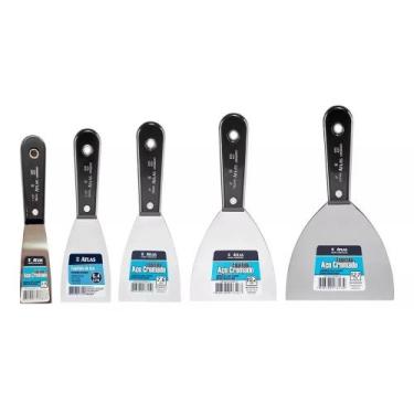 Imagem de Kit Jogo 5 Peças Para Massa Gesso Pintura Espátula Aço - ATLAS