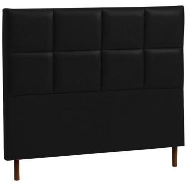Imagem de Cabeceira Estofada Queen Espanha Couro Preto 160 Cm