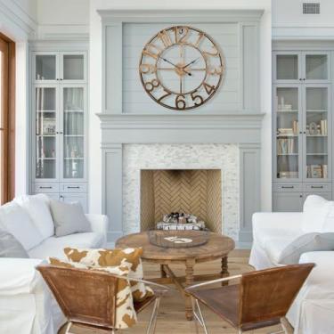 Imagem de AOJIATI Relógio externo grande de 76 cm, relógio de parede dourado vintage moderno operado por bateria, relógio decorativo para casa de fazenda, pátio, área de piscina, jardim, deck, sala de estar