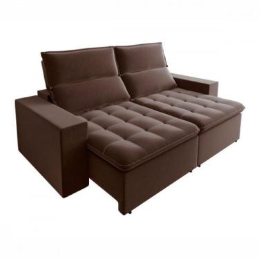 Imagem de Sofá Retrátil Reclinável 3050 Bahamas 2.50m Veludo Marrom MamFlex, Mar