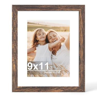 Imagem de Hongkee Porta-retrato 22 x 28 cm com vidro, exiba imagens 19 x 23 com tapete ou 23 x 28 sem tapete - parede e mesa, molduras de madeira 23 x 27 cm (marrom rústico, 1 pacote)