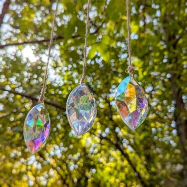 Imagem de KEINIA Cristais Prism Suncatcher DIY, 3 peças de prisma iridescente com janela iridescente, ideal para jardins e pátios internos