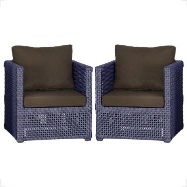 Imagem de 2 Poltronas Madri Alumínio Corda Náutica Estofado 9 Trama Azul