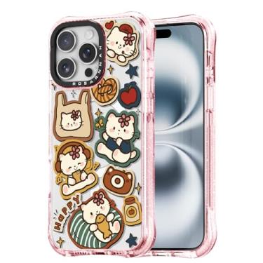 Imagem de Rosarnnah Capa para iPhone 15 Pro fofa - compatível com Magsafe - Capa de telefone à prova de choque com proteção contra quedas de grau militar de 6 m - Design engraçado de gato feliz gatinho (17,5 cm