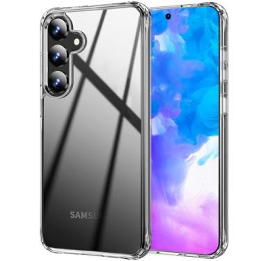 Imagem de Dengduoduo Capa projetada para Samsung Galaxy A35 5G, capa protetora transparente fina à prova de choque, antiarranhões, parte traseira rígida de policarbonato e capa de telefone flexível para Samsung