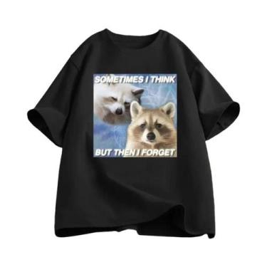 Imagem de Camiseta Oversized Engraçada Com Estampa De Guaxinim E Gato, Humor Som
