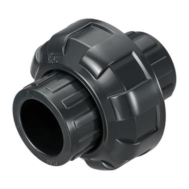 Imagem de DTGN 6 peças de encaixe de tubulação de união de PVC de 3,8 cm, SCH80 (soquete x soquete) Adaptador de acoplamento de união deslizante de PVC para conexão de tubo DIY, extensão de mangueira, cinza