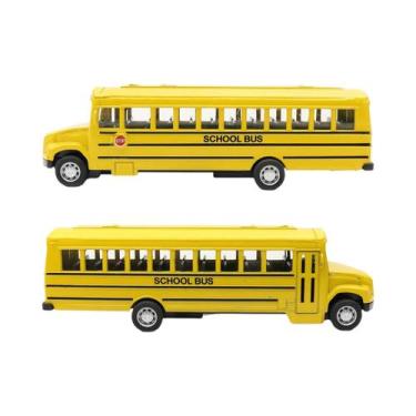 Imagem de Ônibus Escolar De Brinquedo Em Liga Metálica Escala 1:43 Amarelo 14CM 