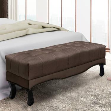 Imagem de Recamier 1,40m Com Pés Luis Xv E Capitonê Em Tecido Veludo Vicenza - Lucadi Marrom